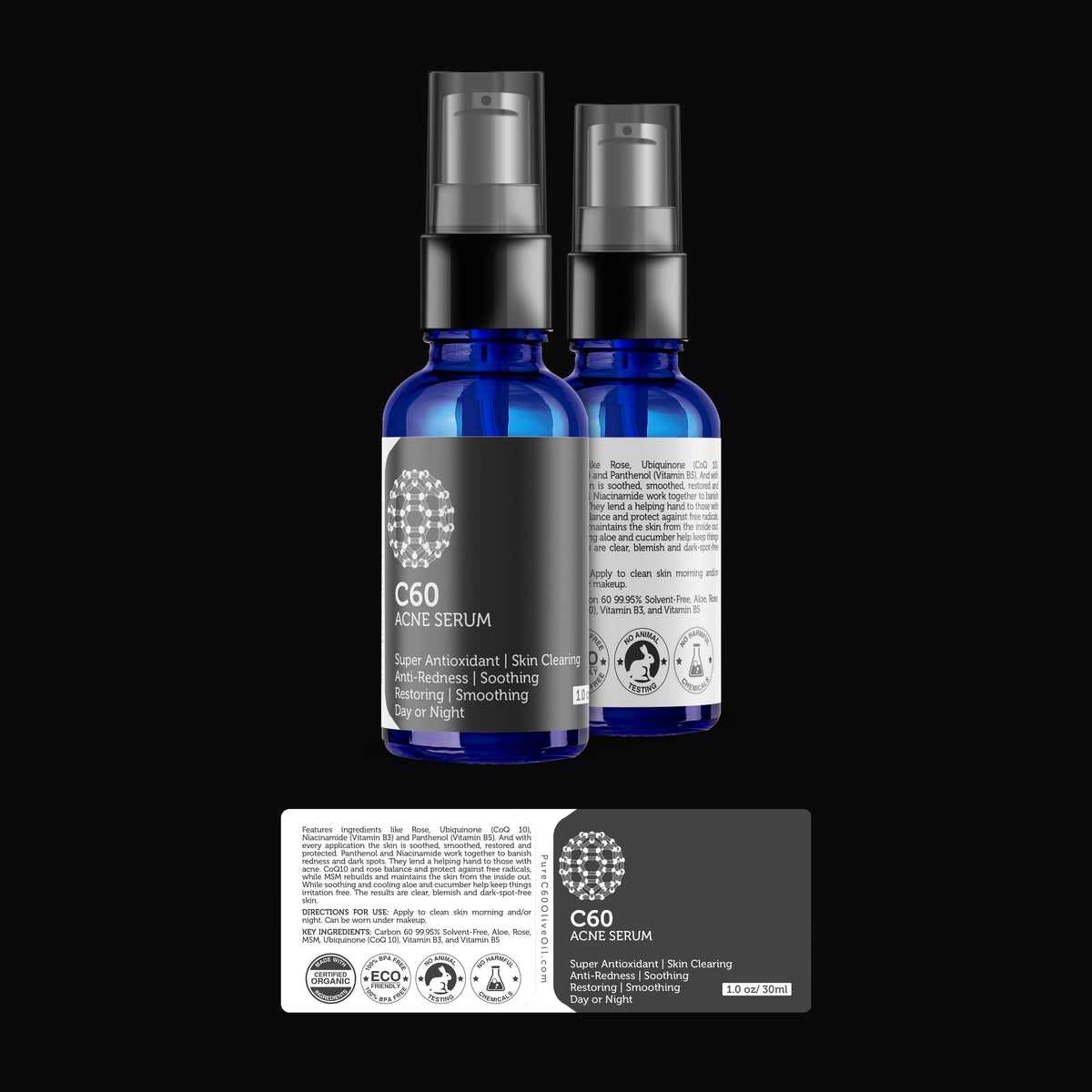 C60 Acne Serum 30ml Made With Organic Ingredients