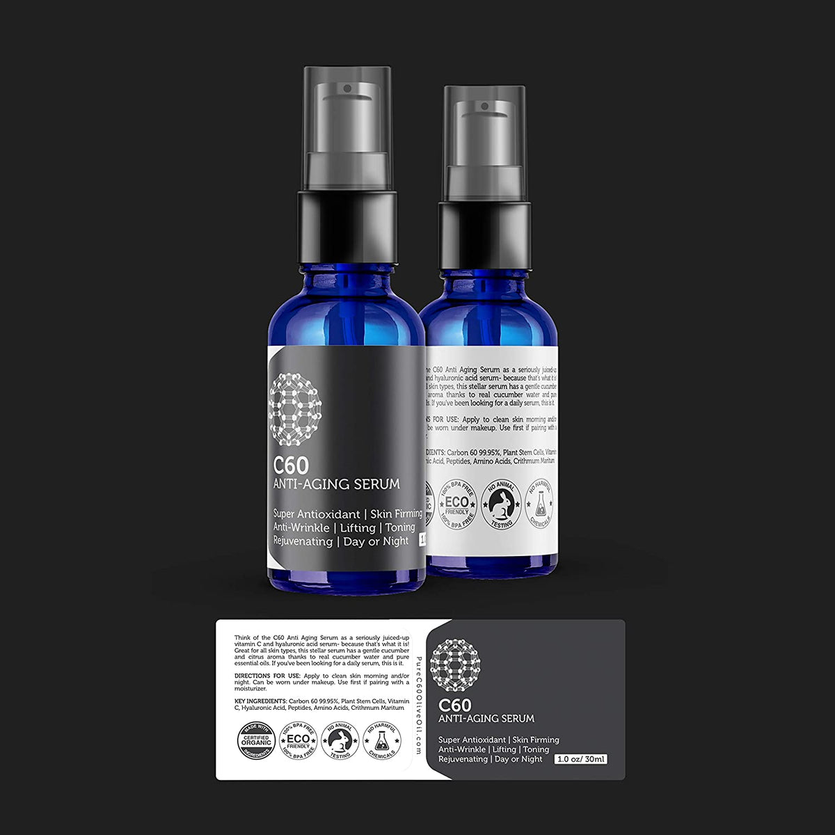 C60 Olive Oil & Powder- Hemp | Coconut | Avocado | Serum | Moisturizer