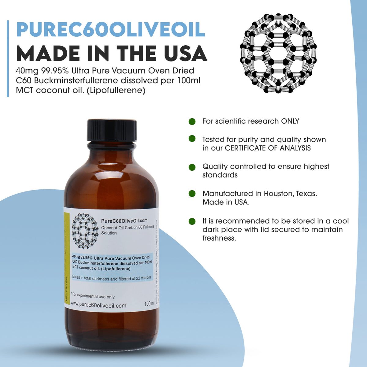 C60 Olive Oil & Powder- Hemp | Coconut | Avocado | Serum | Moisturizer