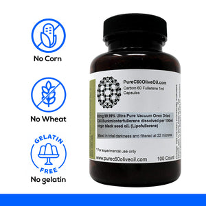 C60 Organic Black Seed Oil Capsules / Pills 100ml - 99.99% C60 Solvent-Free
