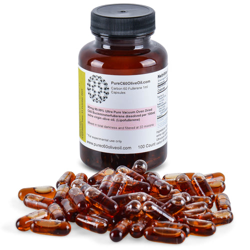 C60 Organic Olive Oil Capsules / Pills 100ml - 99.99% C60 Solvent-Free